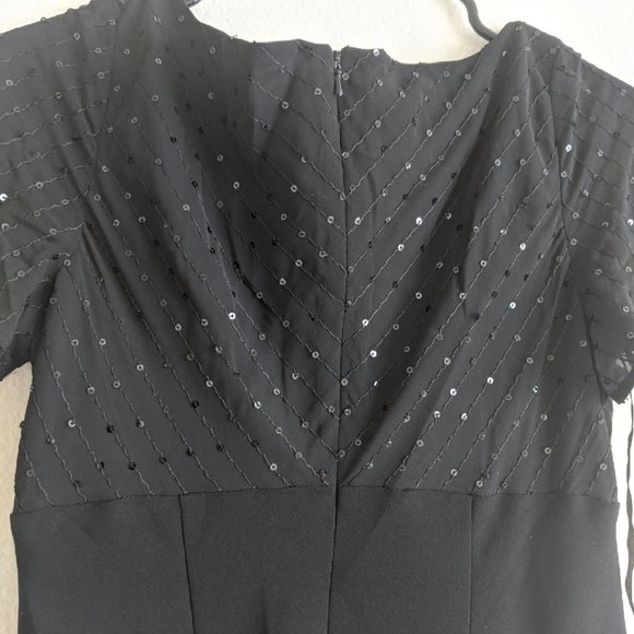 Evan Picone V Neck Night Black Dress 10P - Picture 6 of 8